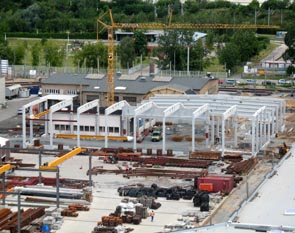 Straßenbahnbetriebshof Dresden-Reick - Errichtung der Weichenbauhalle (Quelle: DVB AG)